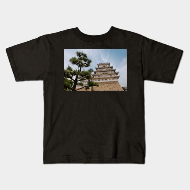 Himeji Castle With Tree, Kansai Kids T-Shirt by jojobob